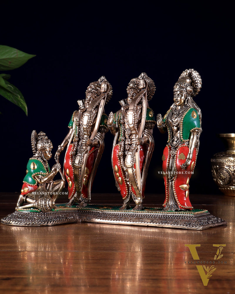 Brass Ram Darbar Idol - 6.5" Tall with meenakari