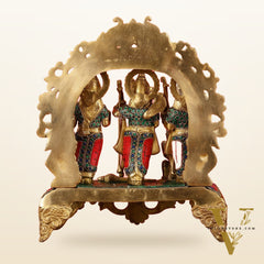Brass Ram Darbar Idol with Stonework - 12.5 Inch