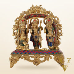 Brass Ram Darbar Idol with Stonework - 12.5 Inch