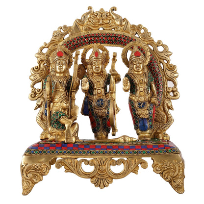 Brass Ram Darbar Idol with Stonework - 12.5 Inch