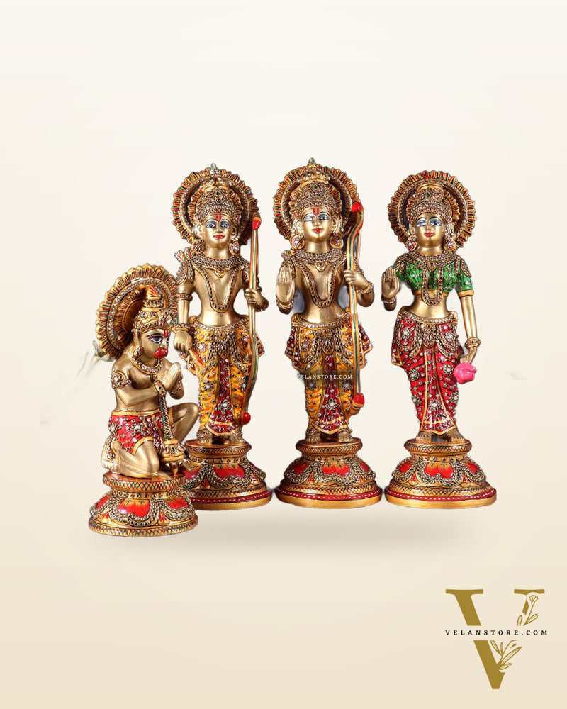 Brass Ram Darbar idols 12.5" with laakh meenakari