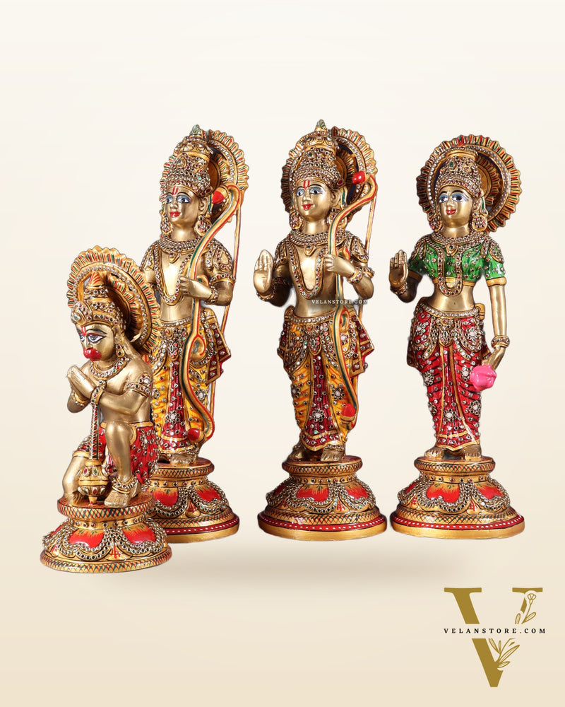 Brass Ram Darbar idols 12.5" with laakh meenakari