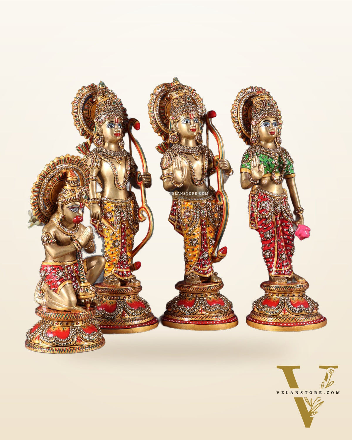 Brass Ram Darbar idols 12.5" with laakh meenakari