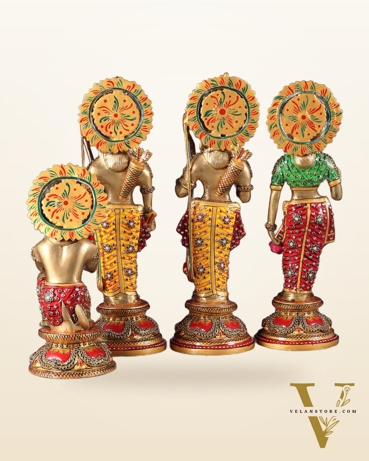 Brass Ram Darbar idols 12.5" with laakh meenakari