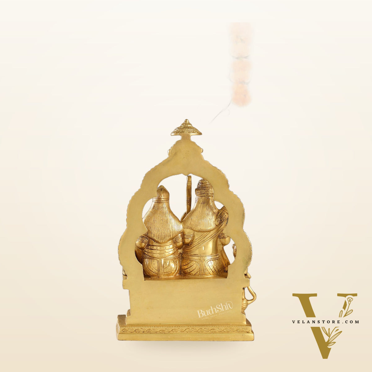 Brass Ram Darbar Idols with Rama, Sita, and Hanuman | 11" Height