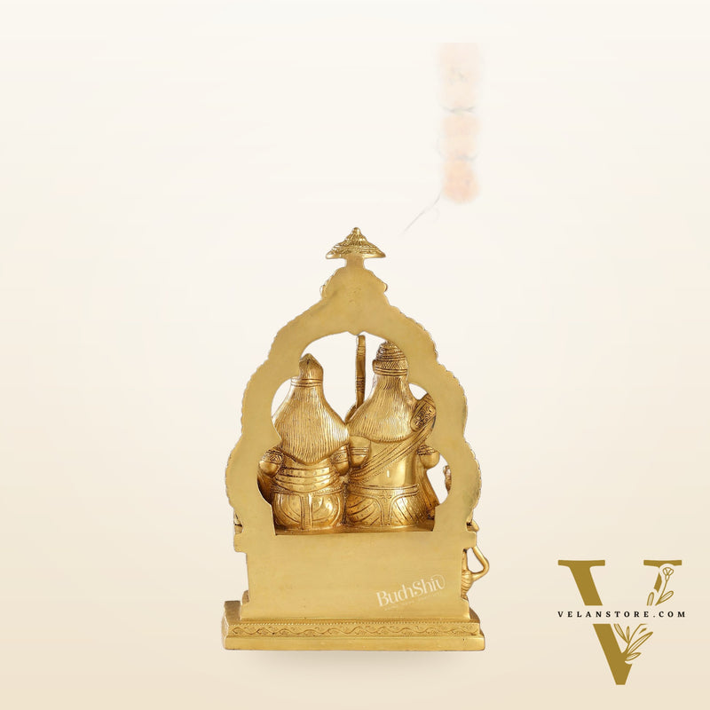 Brass Ram Darbar Idols with Rama, Sita, and Hanuman | 11" Height