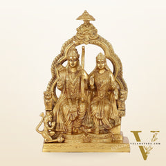 Brass Ram Darbar Idols with Rama, Sita, and Hanuman | 11" Height
