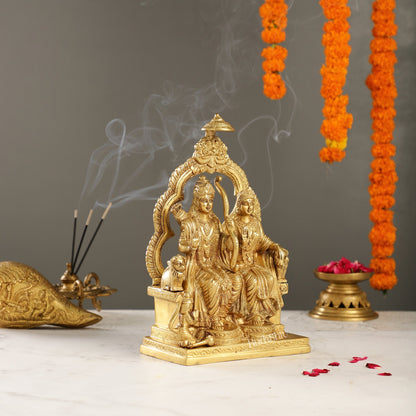 Brass Ram Darbar Idols with Rama, Sita, and Hanuman | 11" Height
