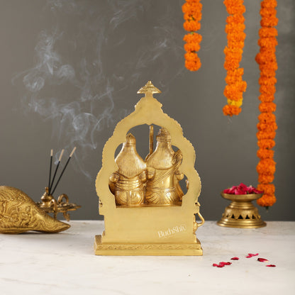 Brass Ram Darbar Idols with Rama, Sita, and Hanuman | 11" Height