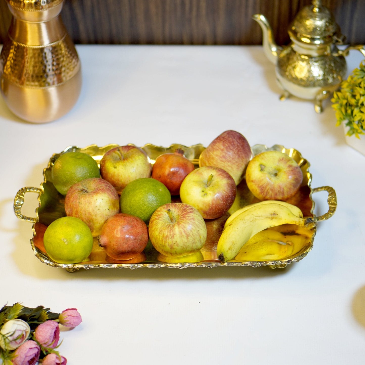 Brass Rectangular Fruit Serving Tray