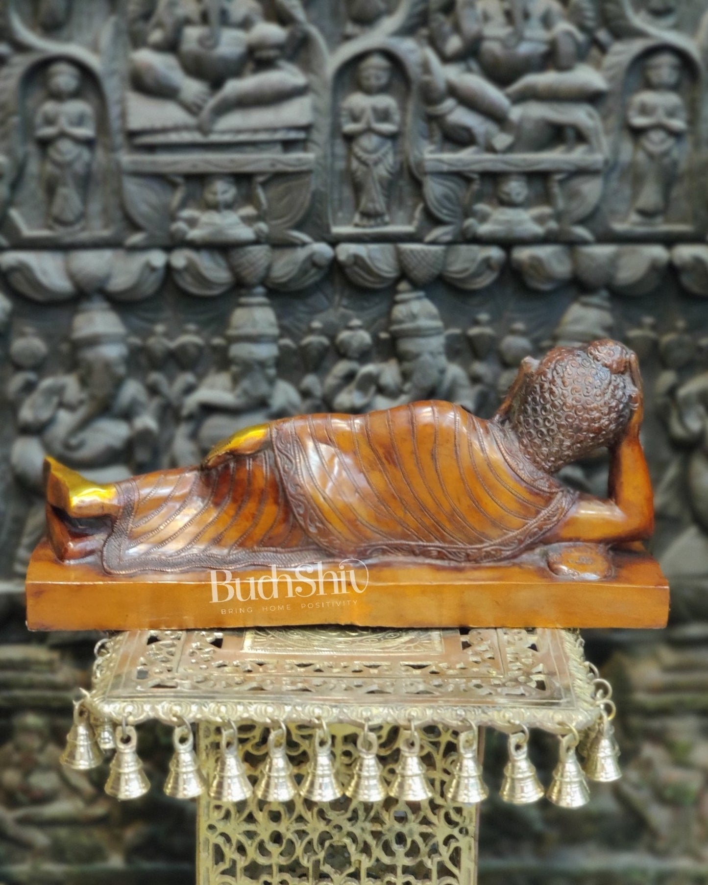 Brass Resting Buddha/ Brass Sleeping buddha 20"
