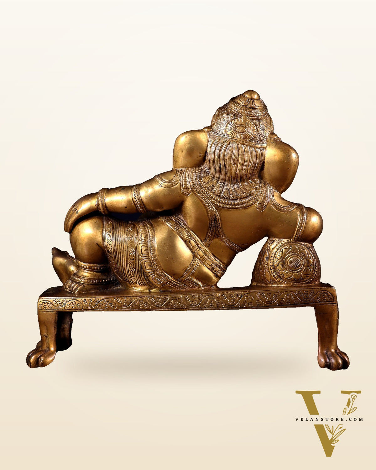 Brass Resting Ganesha Statue Idol - 12 Inch