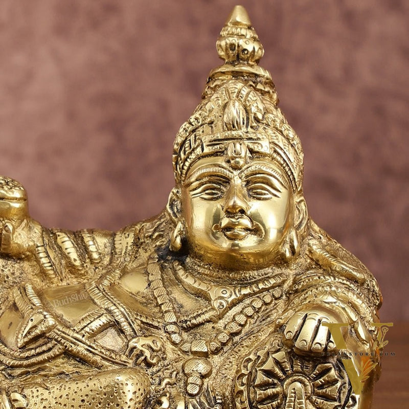 Brass Resting Kuber Idol 6 inch