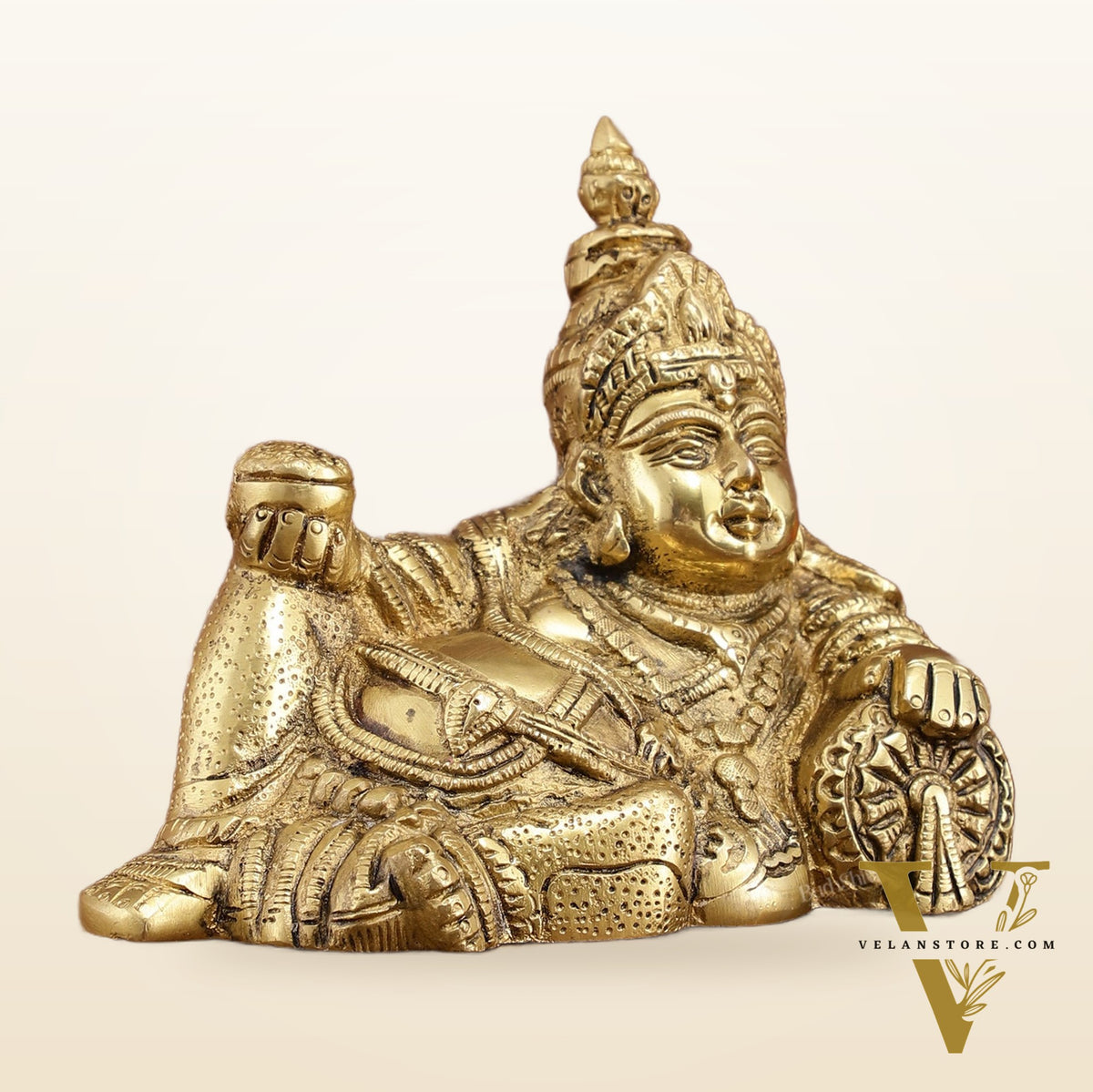 Brass Resting Kuber Idol 6 inch
