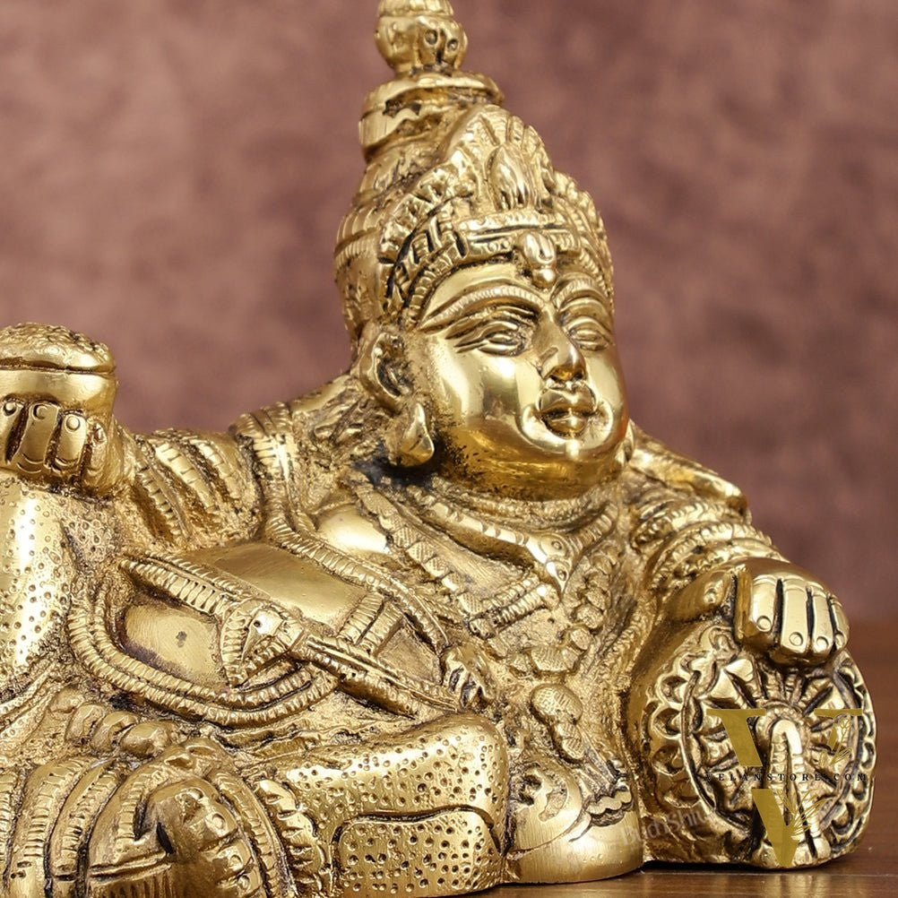 Brass Resting Kuber Idol 6 inch