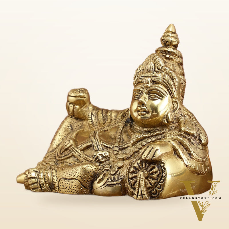Brass Resting Kuber Idol 6 inch