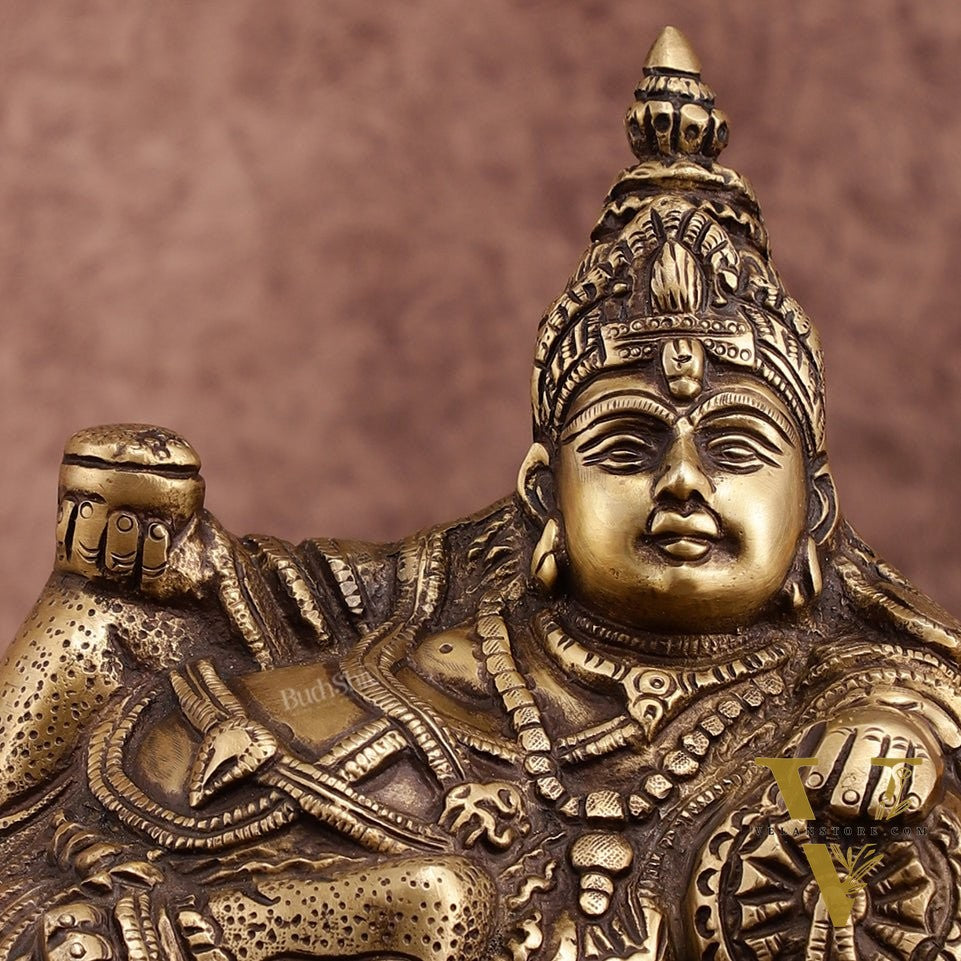 Brass Resting Kuber Idol 6 inch vintage tone