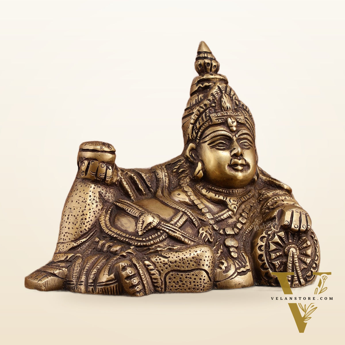 Brass Resting Kuber Idol 6 inch vintage tone