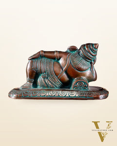 Brass Resting Lord Ganesha Statue 7.5" Chola bronze tone