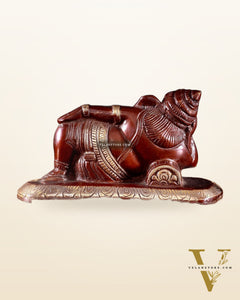 Brass Resting Lord Ganesha Statue 7.5" double tone