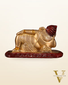 Brass Resting Lord Ganesha Statue 7.5" three tone