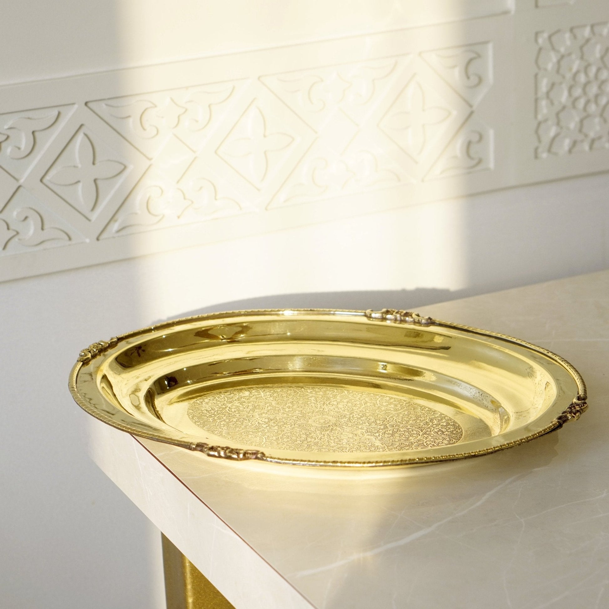 Brass Rice Plate with Rice Serving Spoon