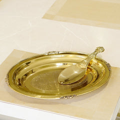 Brass Rice Plate with Rice Serving Spoon