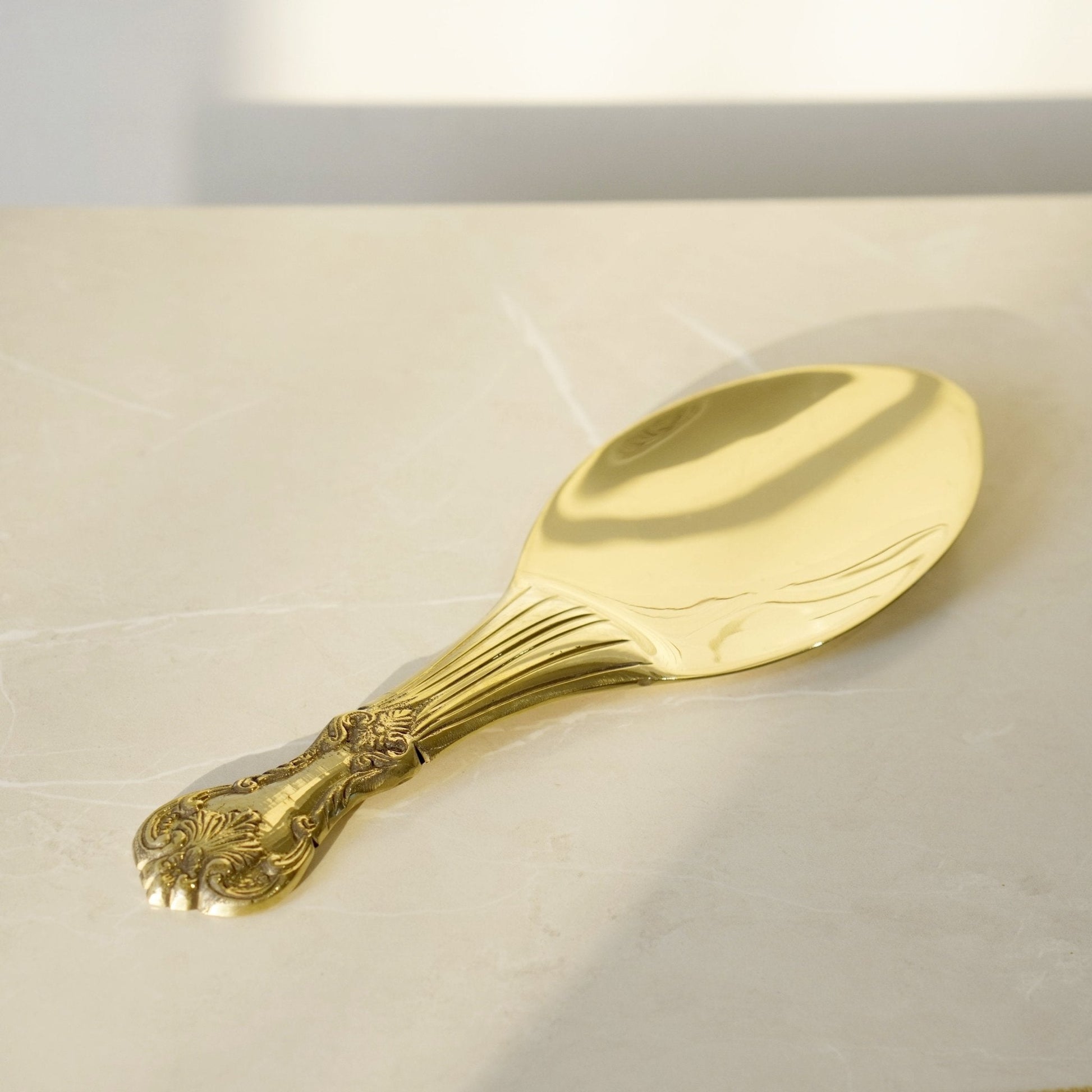 Brass Rice Plate with Rice Serving Spoon