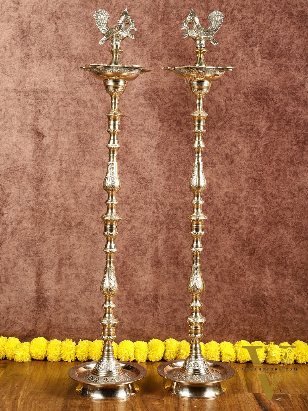 Brass Samai Peacock Inauguration Lamps 3 feet