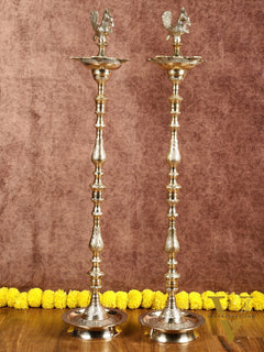 Brass Samai Peacock Inauguration Lamps 3 feet