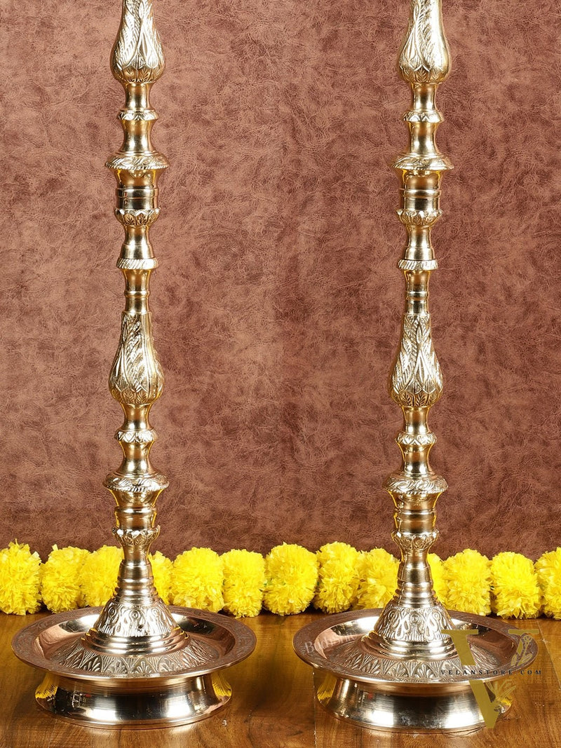 Brass Samai Peacock Inauguration Lamps 3 feet
