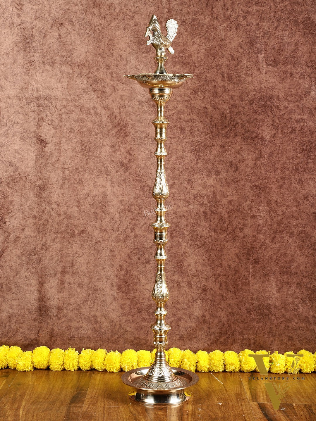 Brass Samai Peacock Inauguration Lamps 3 feet