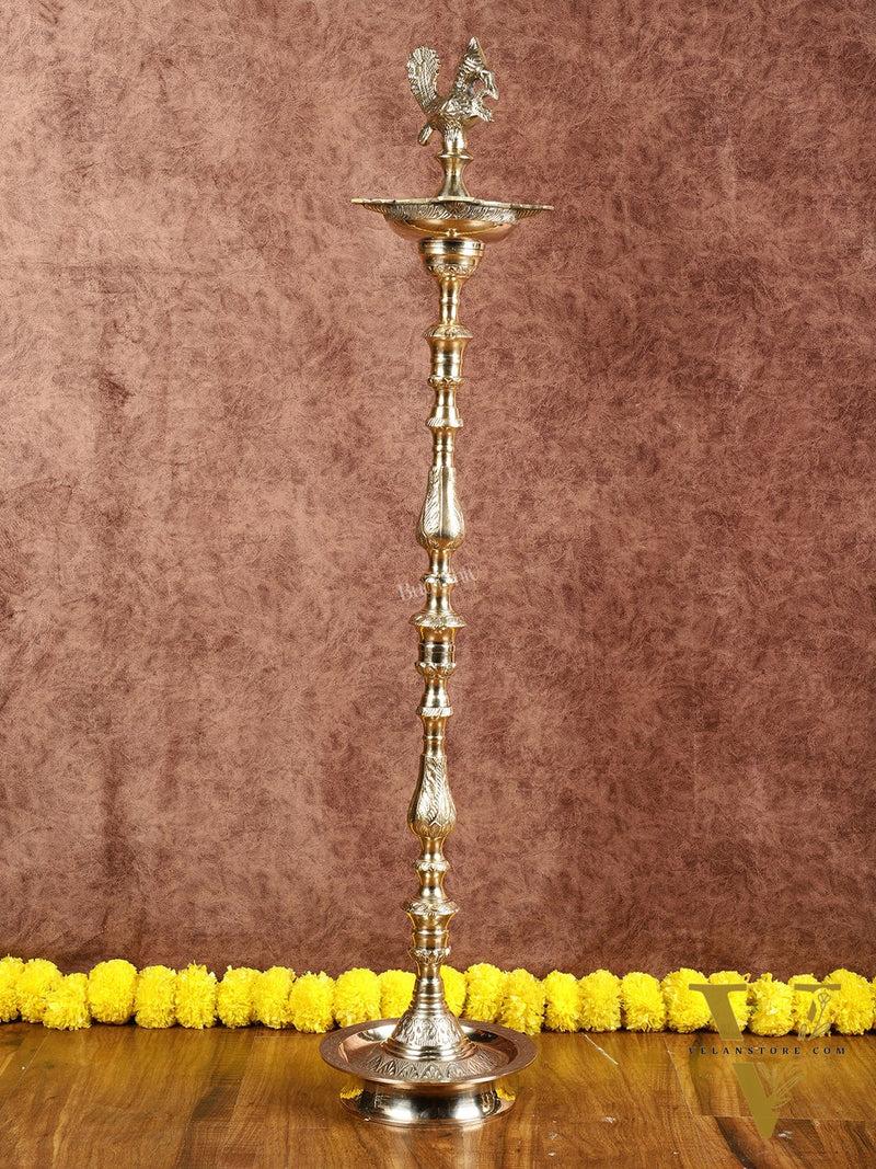 Brass Samai Peacock Inauguration Lamps 3 feet