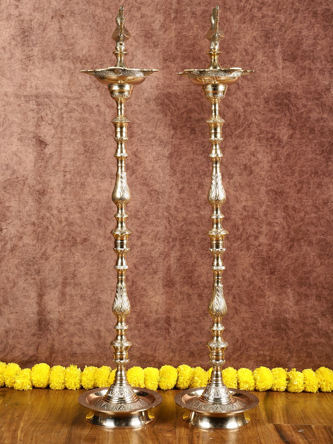 Brass Samai Peacock Inauguration Lamps 3 feet