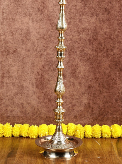 Brass Samai Peacock Inauguration Lamps 3 feet