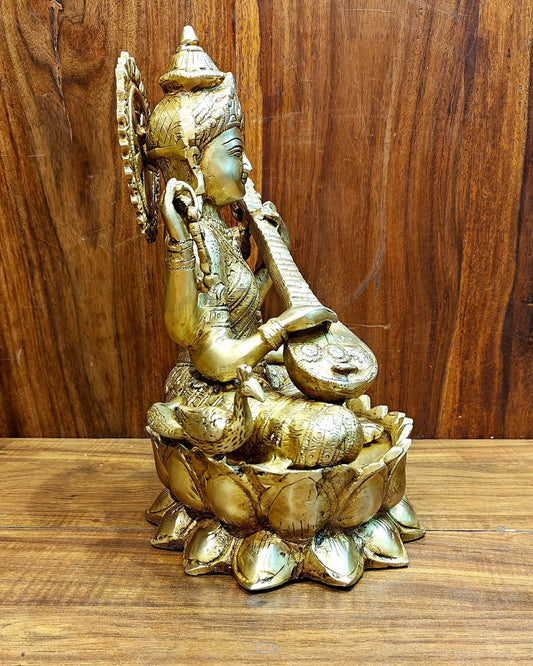 Brass Saraswati idol 12 inch