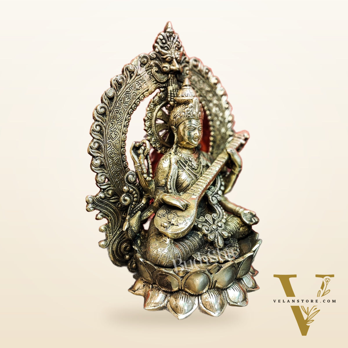 Brass Saraswati Statue 15"