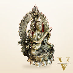 Brass Saraswati Statue 15"