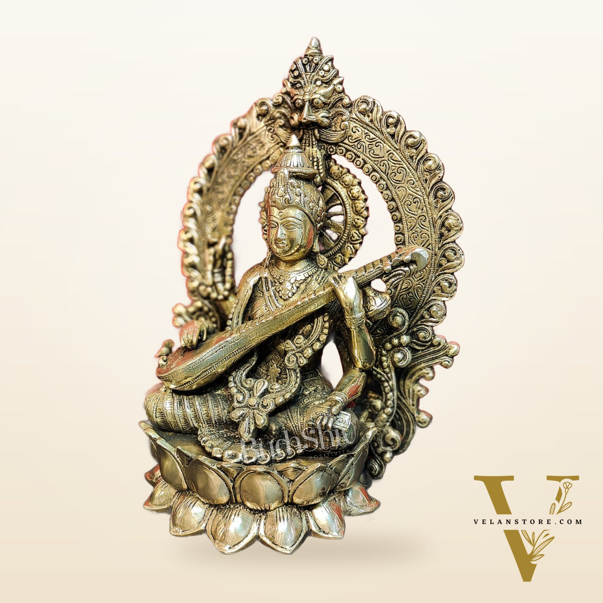 Brass Saraswati Statue 15"