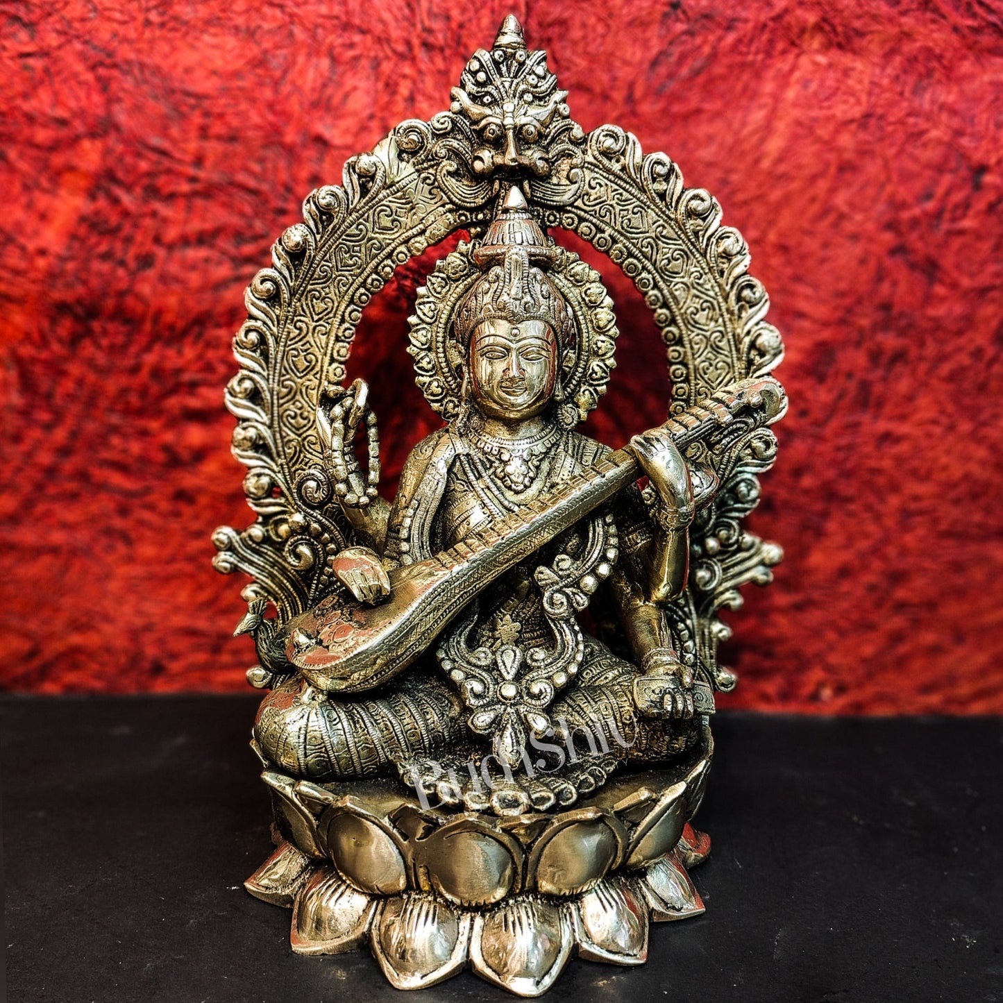 Brass Saraswati Statue 15"