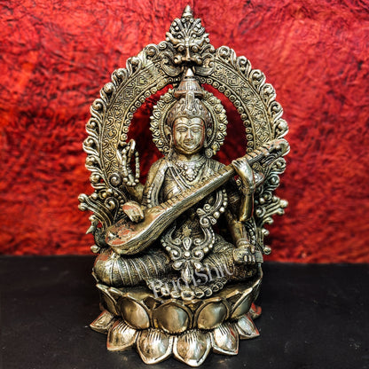 Brass Saraswati Statue 15"