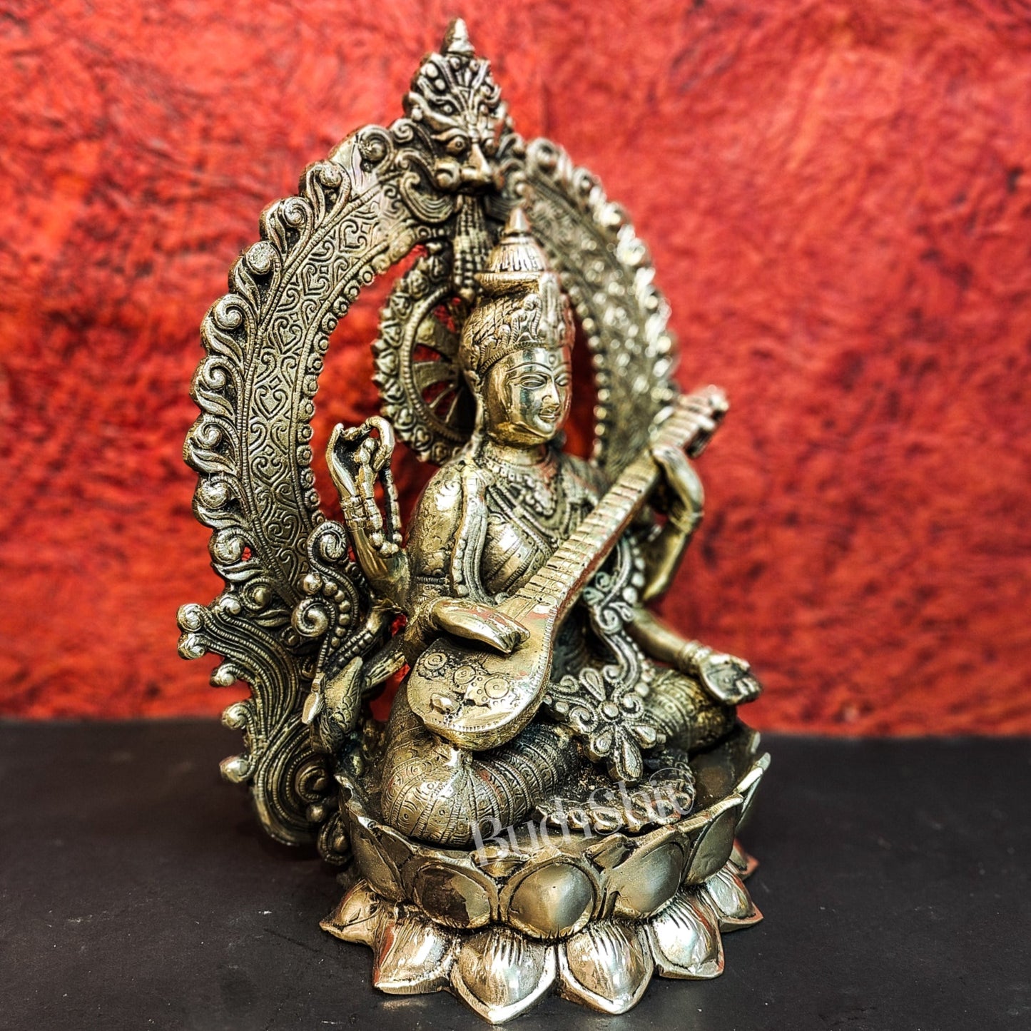 Brass Saraswati Statue 15"