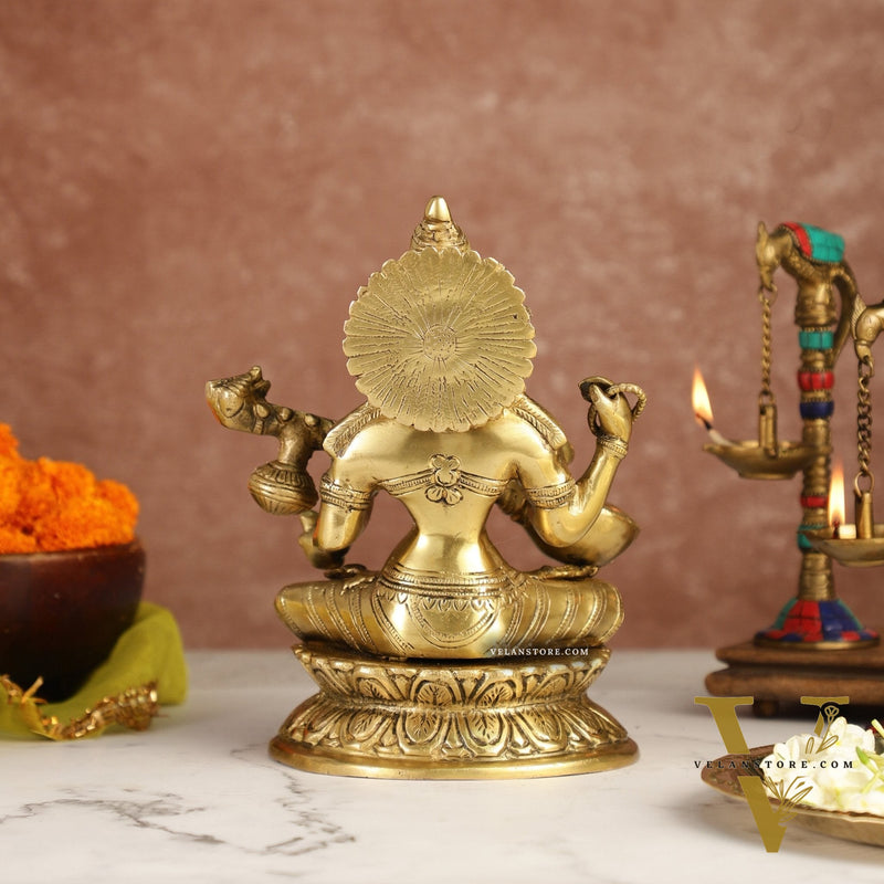 Brass Saraswati Statue 9" antique finish