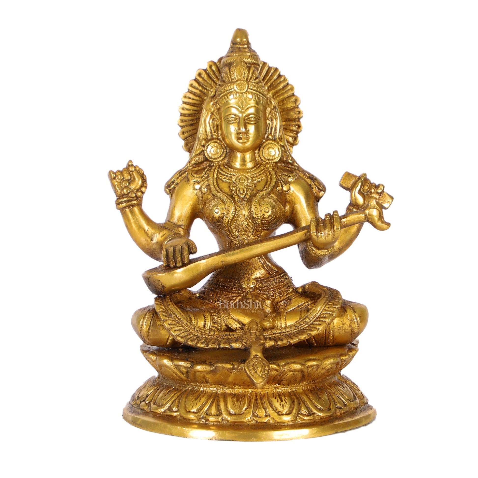Brass Saraswati Statue 9"