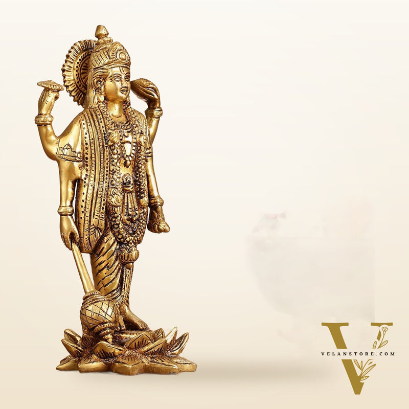Brass Satyanarayan lord Vishnu 8 inch idol