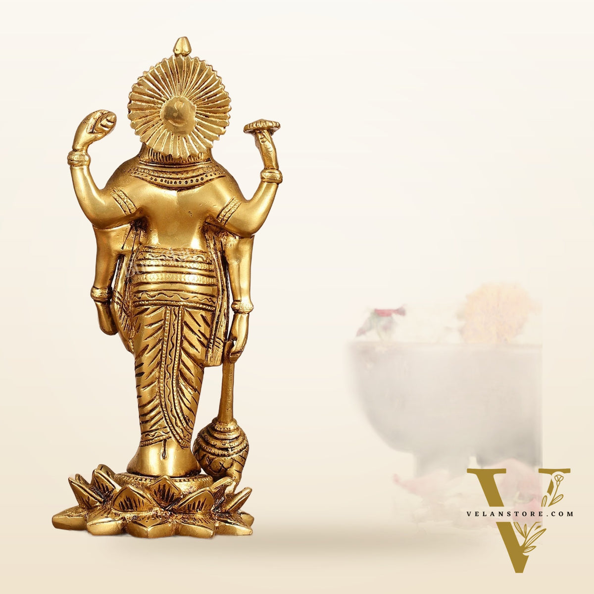 Brass Satyanarayan lord Vishnu 8 inch idol