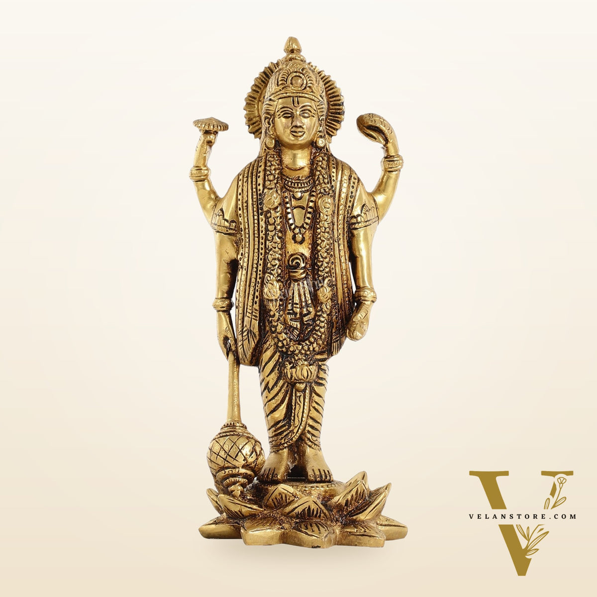 Brass Satyanarayan lord Vishnu 8 inch idol