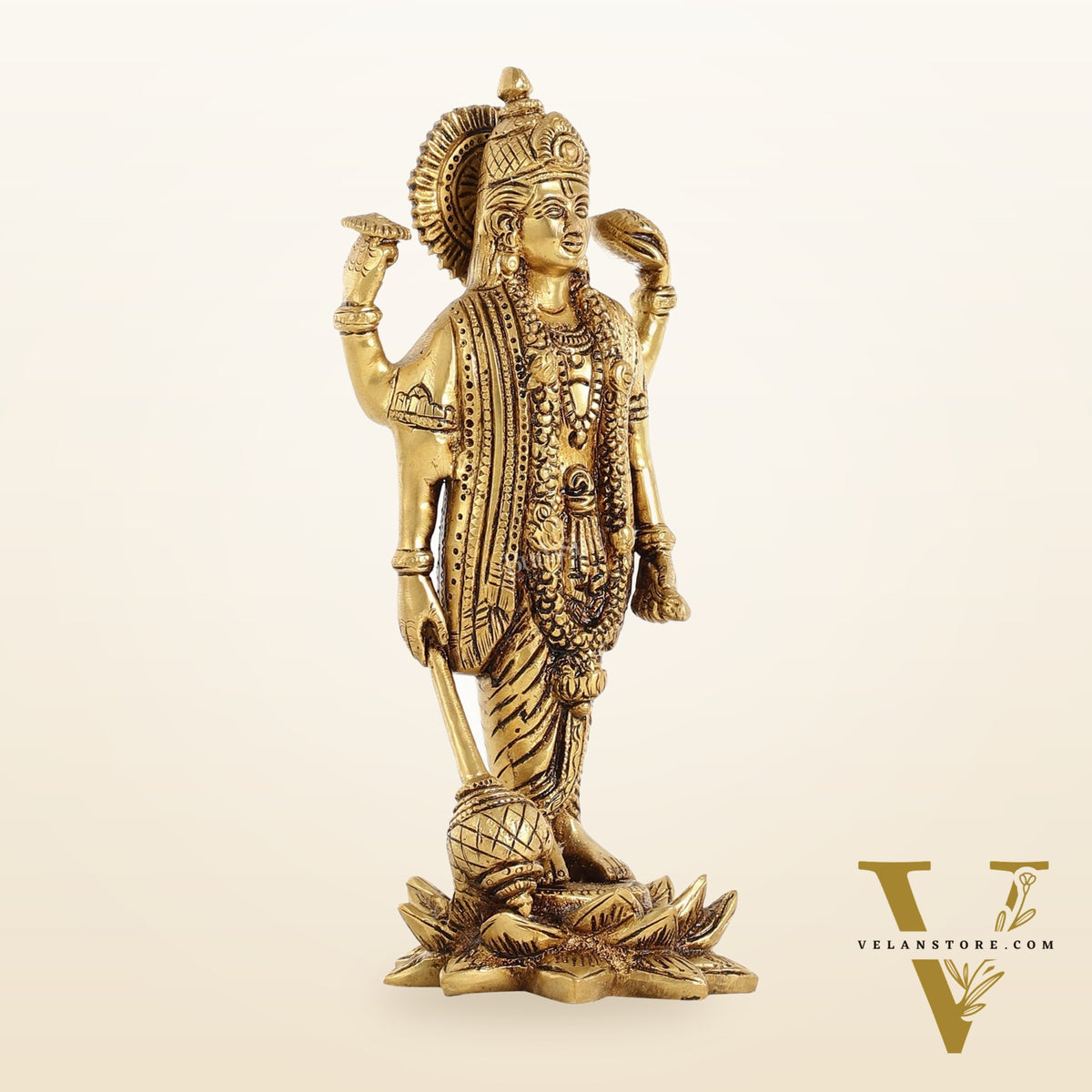 Brass Satyanarayan lord Vishnu 8 inch idol