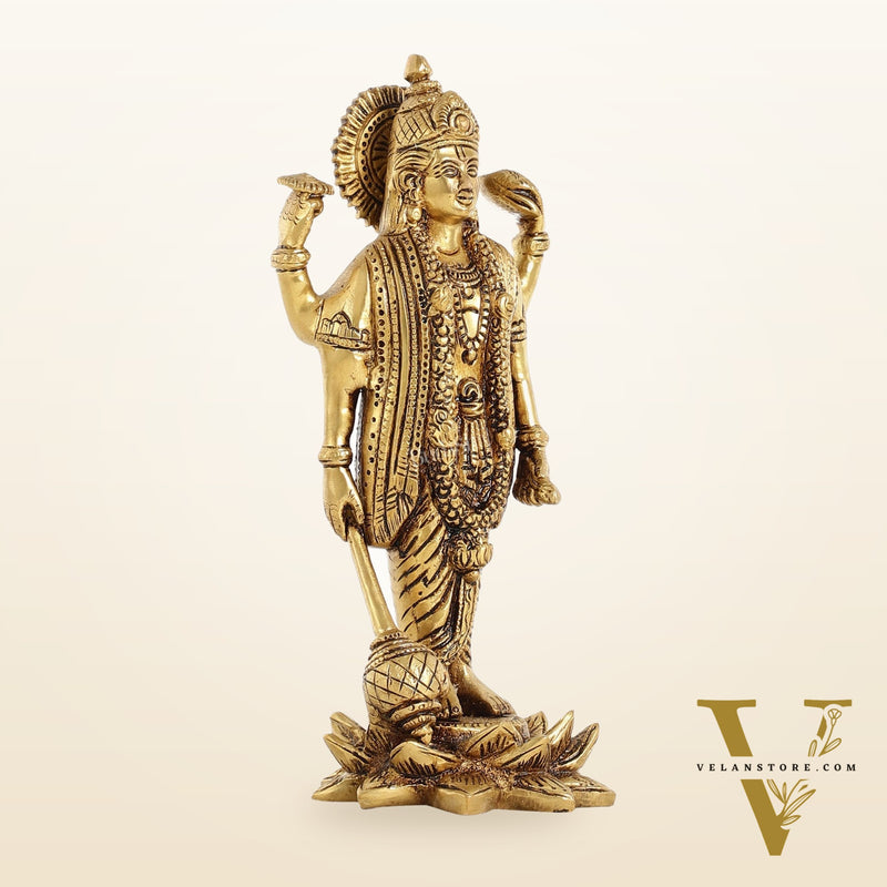 Brass Satyanarayan lord Vishnu 8 inch idol
