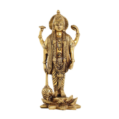 Brass Satyanarayan lord Vishnu 8 inch idol